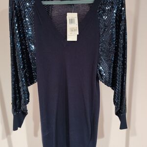 French Connection Deep Blue V-Neck Dress